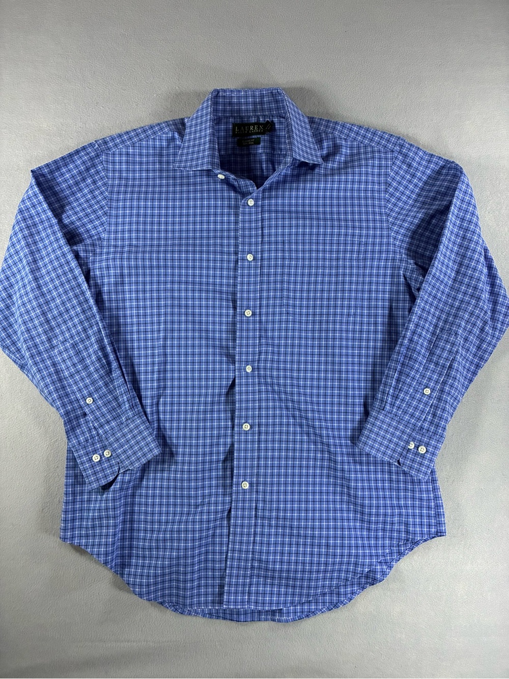 Ralph Lauren Blue Plaid Men's Dress Shirt. Classic Fit. Size 16 32/33
